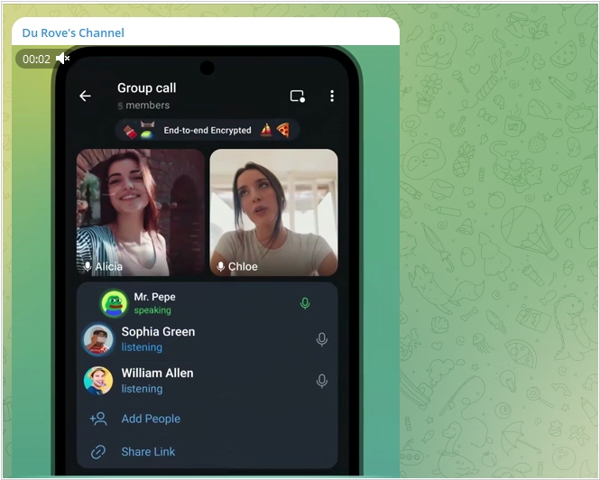В Telegram появились защищенные групповые видеозвонки на 200 участников